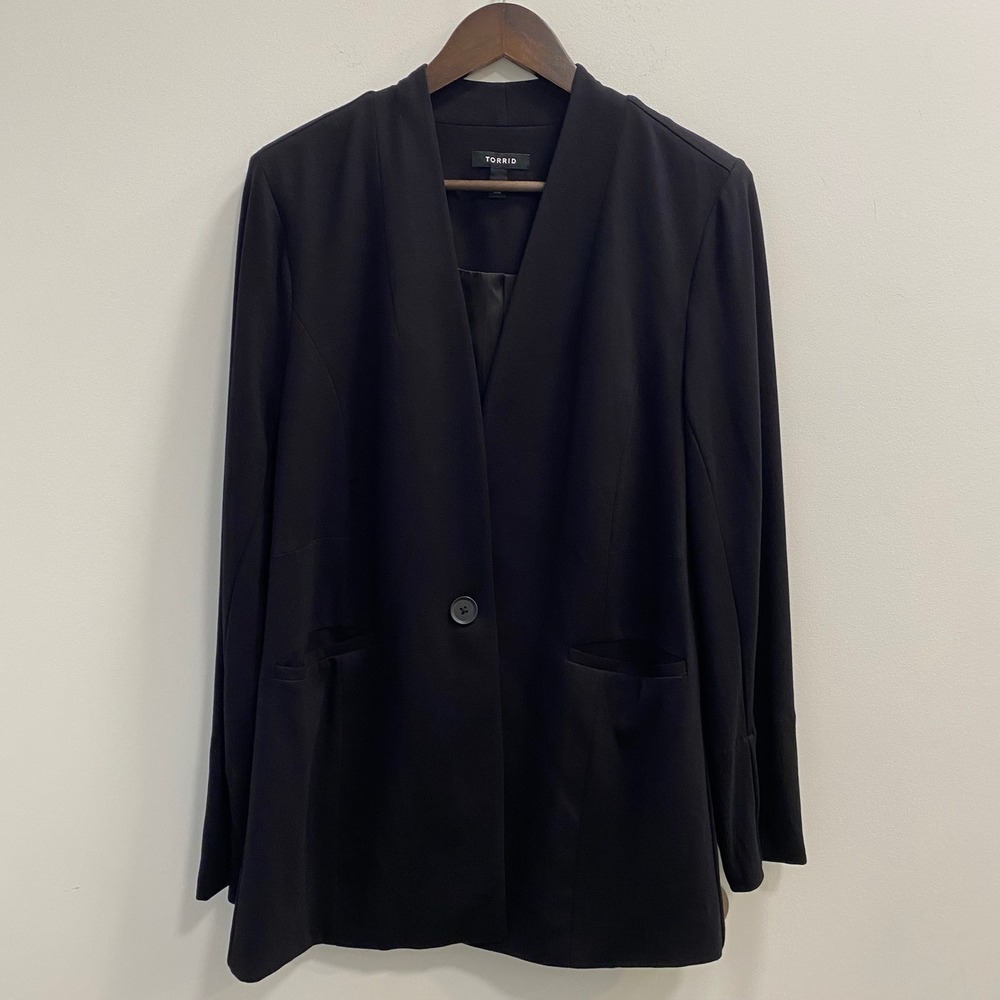 Torrid Blazer Women XL 1 Black Single Button Ponte Long Sleeve Career Office